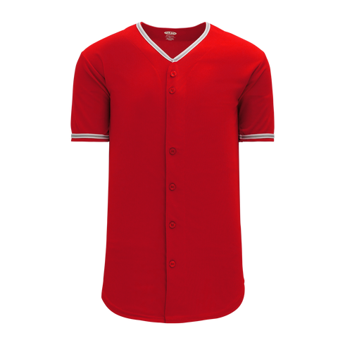 Athletic Knit Full Button Baseball Jersey with Braided Trim (BA5500)